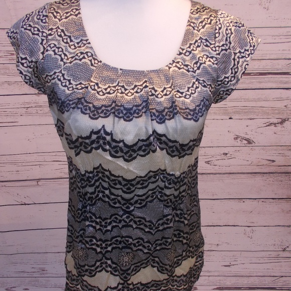 CAbi 100% Silk Blouse Blue Folley Xsmall - Picture 3 of 6